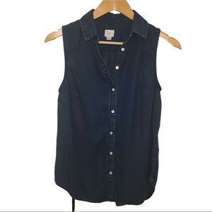 Chambray sleeveless blouse